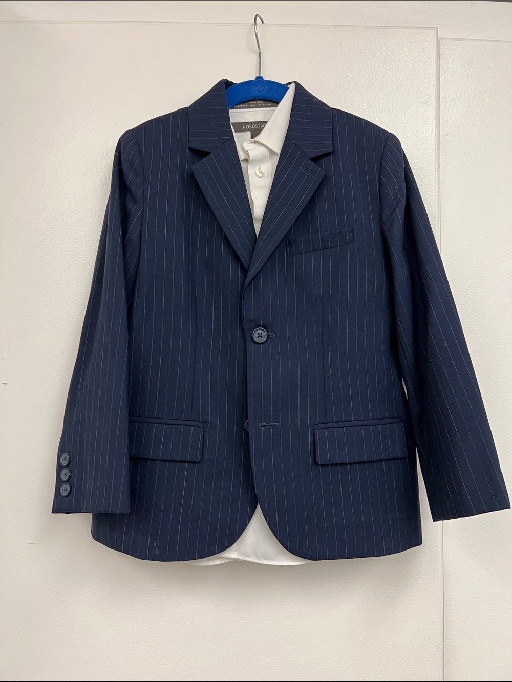 Janie and Jack Navy Blue Pinstripe Boys Blazer Pant Suit Matching Set 3pc Kids 6